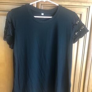 Black Lace Sleeve Women's Top